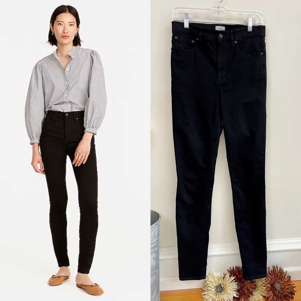 J. Crew 10” Highest-Rise Toothpick Jeans in True Black, Worn once, EUC